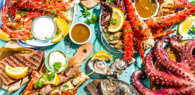 close up of a seafood platter