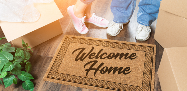 welcome mat in a Ranch Cottages for Rent home