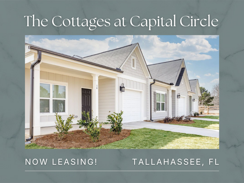 The Cottages at Capital Circle is now leasing in Tallahassee, Florida