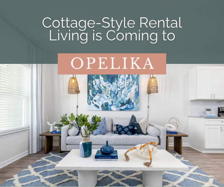 Creekside Cottages in Opelika, AL is a gated community of single-level cottage-style rental homes with private entrances, attached garages and resort-style amenities. Now leasing.